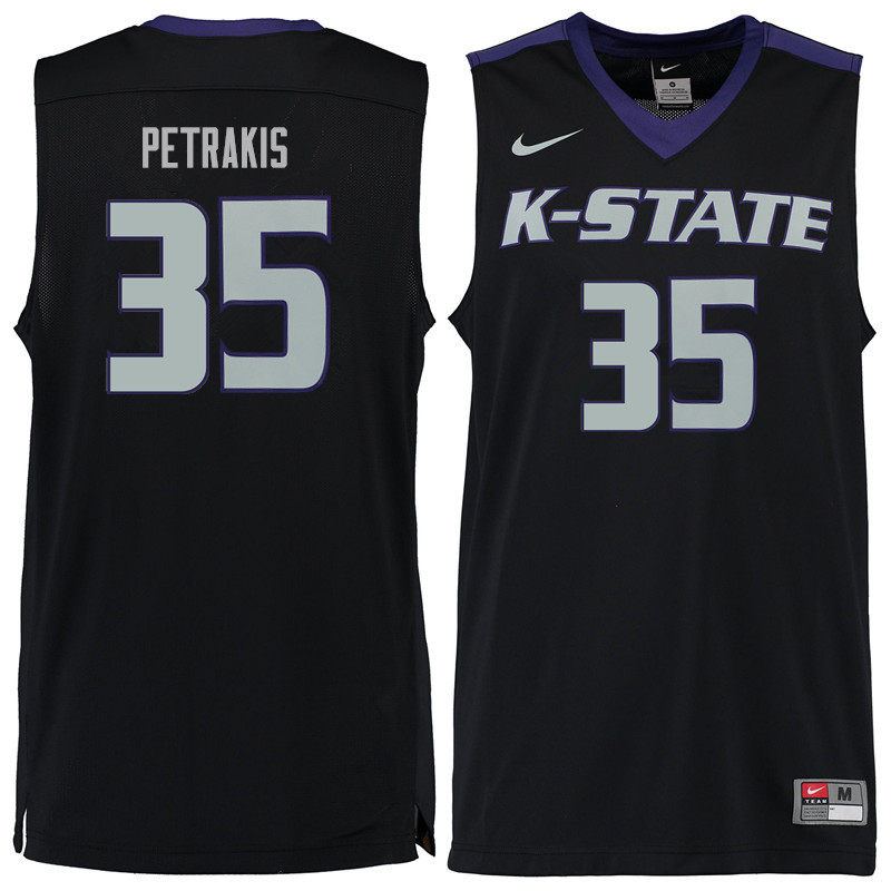 Men #35 Joe Petrakis Kansas State Wildcats College Basketball Jerseys Sale-Black
